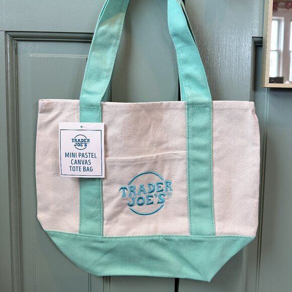 Trader Joe's Mini Pastel Tote Bag Mint *NWT* - Picture 1 of 2